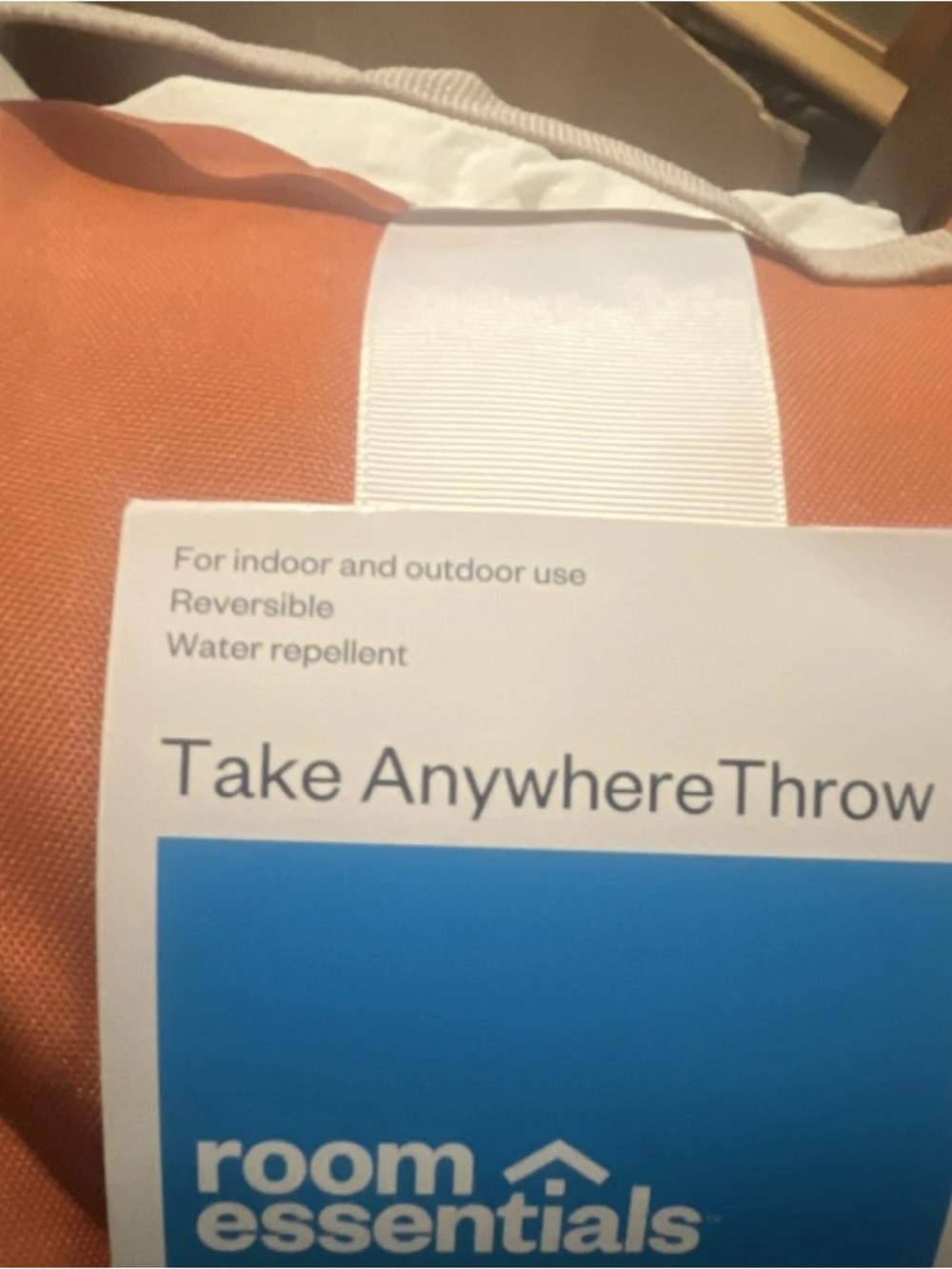 Room Essentials Reversible Throw Blanket - Orange with White Loop